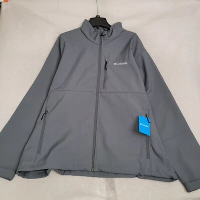 COLUMBIA SOFTSHELL Mens JACKET 3XL GRAY Ascender Rain OUTDOOR COAT FULL ZIP NWT - Image 1 of 4