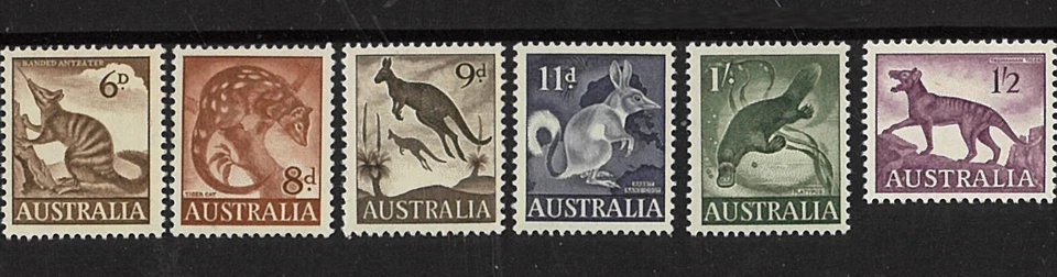 1959 Australian Zoological Animals Series II MNH Full Singles Set of 6x Stamps - Image 1 of 1