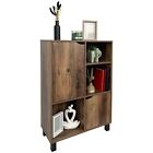NEW Console Table Rustic Oak 2 Cabinet and 3 Shelves Sideboard Storage Furniture