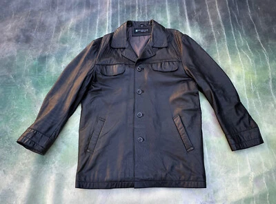 Chaqueta de cuero suave negra Kenneth Cole Reaction para hombre talla XL. Foto 1 de 4