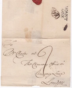 c.1770 WANTAGE BERKSHIRE PMK UMHÜLLUNG & BISCHOFSMARK AN CHESTER IM KANZLEIBÜRO - Bild 1 von 1