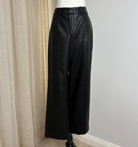 Sheike Faux Black Leather Pants Size 12 M Biker Grunge Straight - Picture 1 of 5