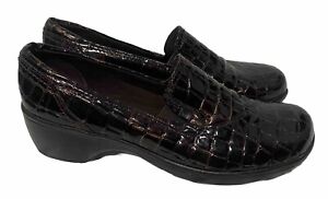 Clarks Bendables Loafer Women Brown Croc Embossed Slip On Shoe 36844 Size 7.5