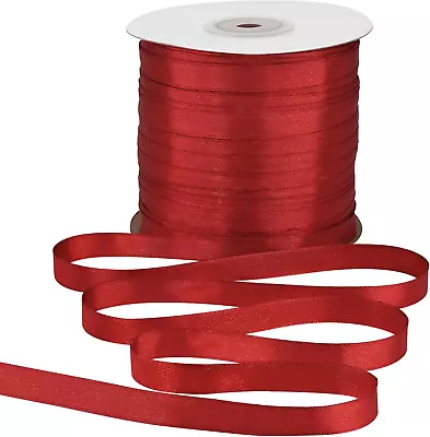 Red Satin Ribbon 3/8 Inch X 200 Yards Fabric Ribbons for Gift Wrapping Bows Bouq - Image 1 of 4