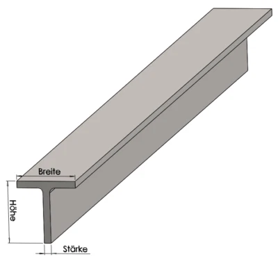 METALLWAREN-ONLINE T-Stahl S235 roh - Stahl Stütze Metall T-Eisen Stahlprofil T-Profil Stab Pfeiler