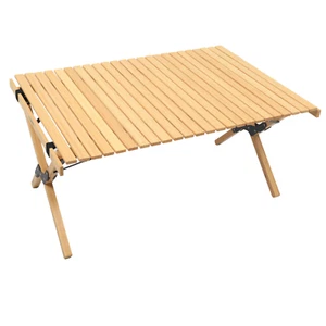 Folding Camping Table Bamboo Roll Up Portable Outdoor Picnic BBQ Desk Beach - Picture 1 of 11