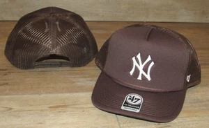 New York Yankees Brown '47 Brand Foam Front Mesh Trucker Hat Cap size Men's - Picture 1 of 1
