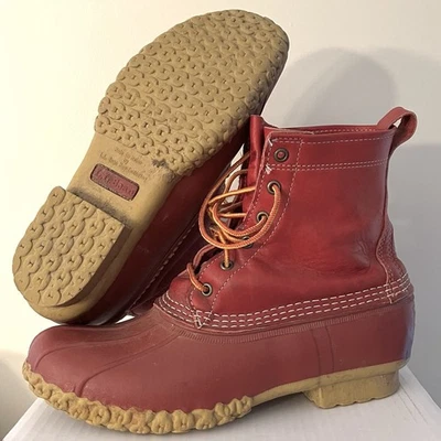 LL Bean Mujer 11M Rojo Edición Limitada Cuero Cordones Pato Botas De Colección EE. UU. Foto 1 de 4