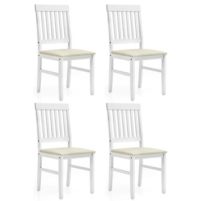 Conjunto de 4 Cadeiras de Jantar para Fazenda, Madeira Maciça, Couro Moderno Estofado Kitc... - Imagem 1 de 4