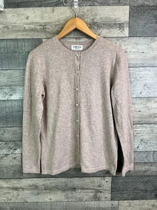 Cárdigan Davida Cashmere Mujer Talla Mediana Beige Perla Botón Tejido Suéter - Imagen 1 de 10