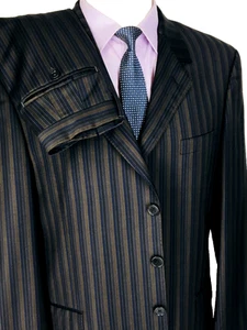 44R Paul Smith Italy Mens 3 Button Superfine Wool Suit Brown Navy Pants 38 - Picture 1 of 15