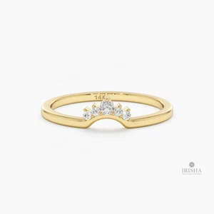 14K Gold 0.070 Ct. Natural Diamond Nesting Ring for Stacking - Fine Jewelry Gift - Picture 1 of 5