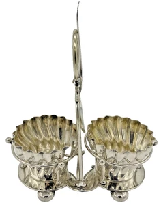 Antiguo carrito y cuchara Sheffield plateado doble cuenco con patas para disfrutar y conservar - Imagen 1 de 11