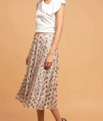 Anthropologie SZ 4~Eva Franco Gold Dot Payette Midi Skirt EUC - Изображение 1 из 4