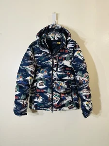 Polo Ralph Lauren hooded down fill ski print puffer jacket multi NWT sz L $398 - Picture 1 of 13