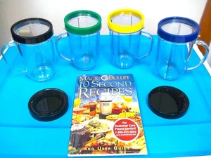 Magic Bullet Blender Accessory Pieces - Cups, Lip Rings, Recipe Book & Covers - Picture 1 of 3