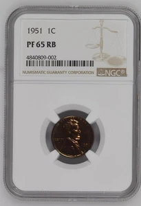 1951 Philadelphia Mint Proof Lincoln Wheat Penny 1c Coin NGC Certified PF65 RB - Picture 1 of 2