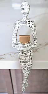 Reading Book Figure Woman Human Modern Sculpture Bookshelf Words On Skin, Resin - Picture 1 of 7