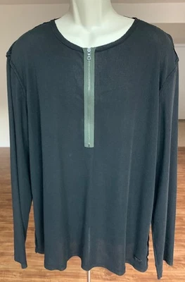 ARMANI EXCHANGE Mens Round Neck Black Knit Sheer Zipper Sweater Top Blouse XXL - Image 1 of 4