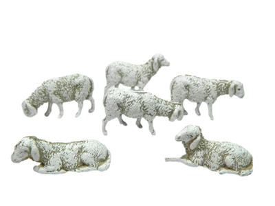 Set 6 Pecore Landi Assortite per Pastori Alti Cm 8 Pecora Gregge Animali Presepe - Immagine 1 di 3
