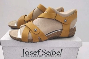 Womens Josef Seibel Yellow Leather Sandals Size 42 ( US SIZE 11) - Picture 1 of 12