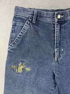 Vintage Y2K Wu Wear Denim Jorts Ricamato Taglia 14/30 Baggy Rap Hip Hop - Foto 1 di 15