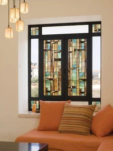 City Lights Sichtschutz Fensterfolie mit leuchtendem farbigem Muster, nicht klebend, 24x36" - Bild 1 von 12