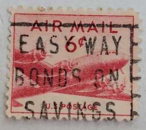 United States Postage ~ AIR MAIL ~ Red 6₵ Cent Stamp ~ Cancelled/Posted ~ 027 - Picture 1 of 6