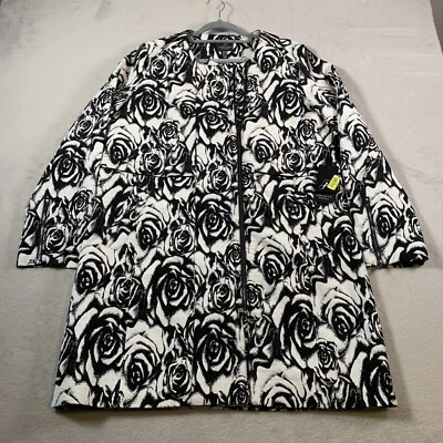 Chaqueta Adrianna Papell Mujer Talla 10 Negra Blanca Floral Rosa Cremallera Completa NUEVA Foto 1 de 4
