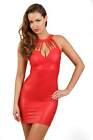 Mini robe club sexy pour femmes look humide avec sangle rouge #MK2739