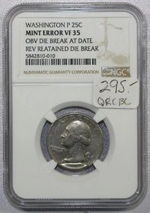 WASHINGTON QUARTER MINT ERROR VF35 NGC CERTIFIED - NICE! #135 - Picture 1 of 2