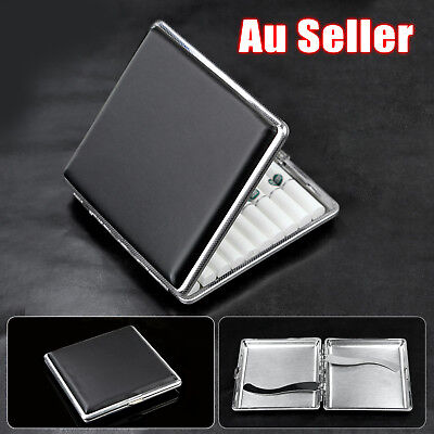 Stainless Steel+Pu Cigar Cigarette Tobacco Case Pocket Pouch Holder Box OZ • 5.96$