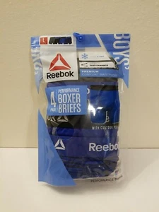 Boys Size Large 12/14 Reebok 4 Pack Cool & Dry Boxer Briefs, Blue/Black,Stretch  - Picture 1 of 2