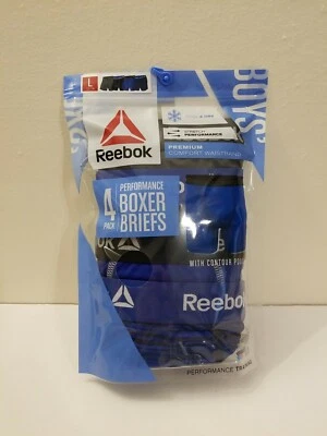 Boys Size Large 12/14 Reebok 4 Pack Cool & Dry Boxer Briefs, Blue/Black,Stretch  - Image 1 of 2