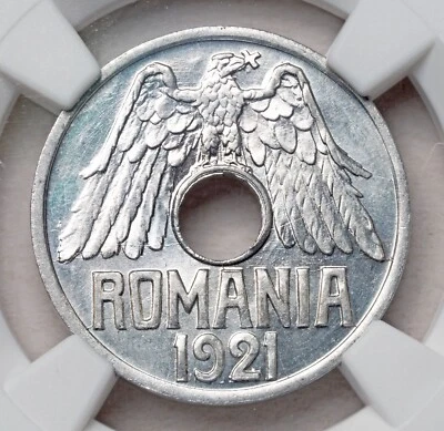 1921, Kingdom of Romania, Ferdinand I. Nice Aluminum 25 Bani Coin. NGC MS-63! - Image 1 of 3