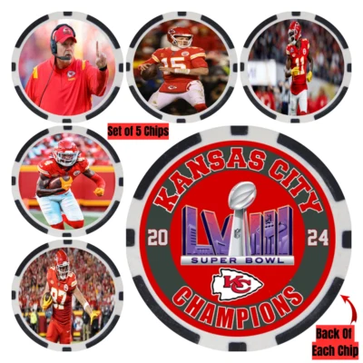KANSAS CITY CHIEFS 2024 SUPER BOWL LVIII CHAMPS - POKER CHIP SET (5) - Image 1 of 2