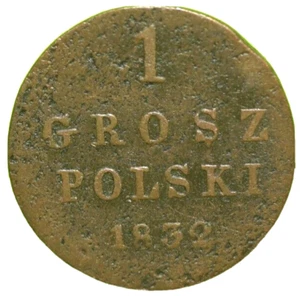 1832 POLAND 1 GROSZ GROSCHEN POLAND UNDER RUSSIA 20MM - Picture 1 of 2