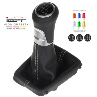 Bolsa de cambio ICT de cuero para Volvo V70 2000-2014 LED costura plata B08 Foto 1 de 4