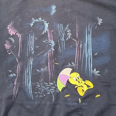 Sudadera De Colección Looney Toons Piolín Pájaro Mediana 2000 Y2K Árboles Bordados Foto 1 de 4