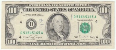 1990 One Hundred Dollar 100 Federal Reserve Note XF - AU Cleveland Ohio - Image 1 of 2