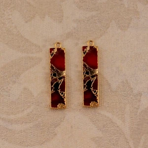 Fancy Shape Mohave Turquoise Gemstone In Brass Mojave Connector Earring - Picture 1 of 2