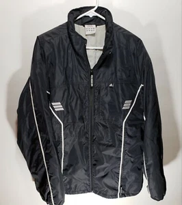 Mens Adidas Long Sleeve Full Zip Up Windbreaker Insulated Black Jacket Sz Large - Picture 1 of 6