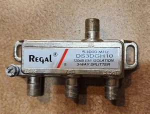 REGAL DS3DGH10 3-WAY SPLITTER 5-1000MHz, 120dB ISOLATION, Cable/Satellite - Picture 1 of 1