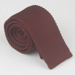 Men's Burgundy Tie Knit Knitted Tie Necktie Narrow Slim Skinny Woven ZZLD916 - Picture 1 of 1