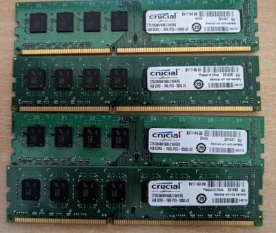 CRUCIAL 4GB DDR3 LV CT51264BA16C DESKTOP DIMM PC3-12800 1600MHZ 16GB kit (4x4GB) - Image 1 of 2