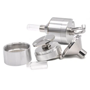 44mm Metal Powder Grinder Hand Herbs Tobacco Crusher with Snuff Glass Bottle - Bild 1 von 9