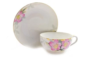 Vintage Noritake Azalea Red Backstamp Gold Trim Cup and Saucer - Picture 1 of 2