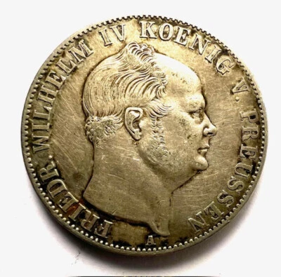 1854 - A ,  Prussia German States Silver 1 Thaler -  Wilhelm IV - Free shipping - Image 1 of 2