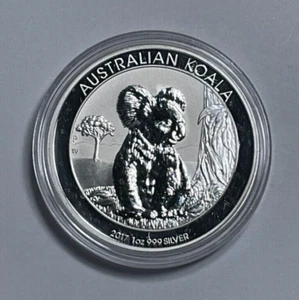 Australia 2017 1 oz. Moneda de $1 koala de plata fina 999, BU en cápsula de plástico - Imagen 1 de 10