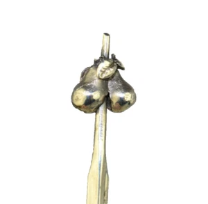 VINTAGE 835 SILVER 7 1/8" LONG SPOON WITH FIGURAL PAIR OF PEARS 3-D TOP - Picture 1 of 7